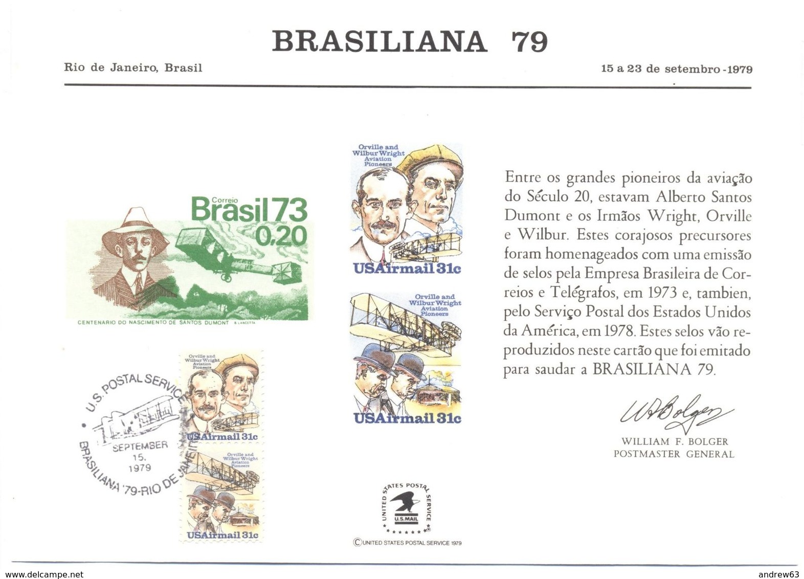 STATI UNITI - USA - 1979 - Cancelled Souvenir Card - Brasiliana '79 - Cartes Souvenir