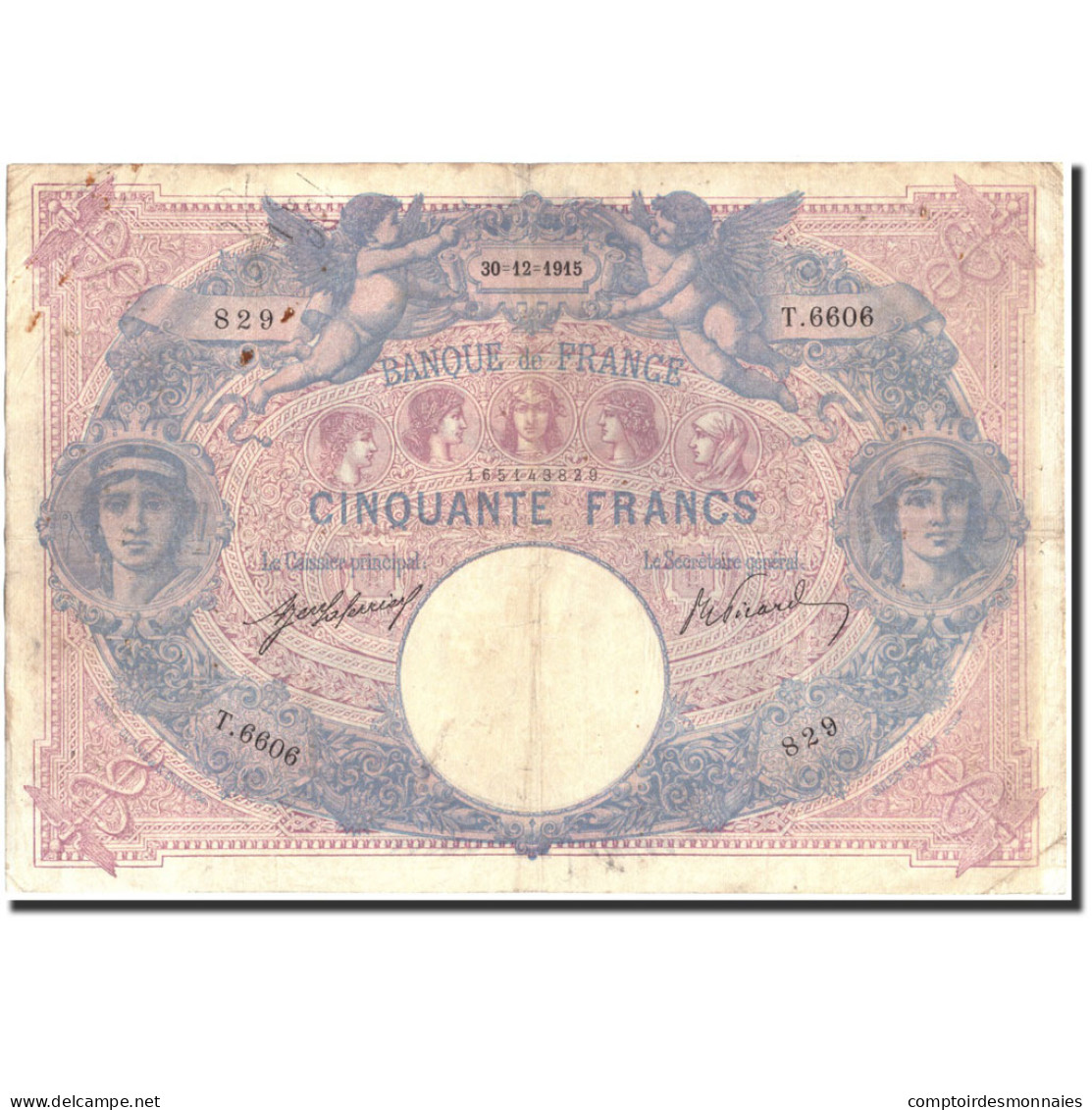 France, 50 Francs, 500 F 1888-1940 ''Bleu Et Rose'', 1915, 1915-12-30, TB+ - 500 F 1888-1940 ''Bleu Et Rose''