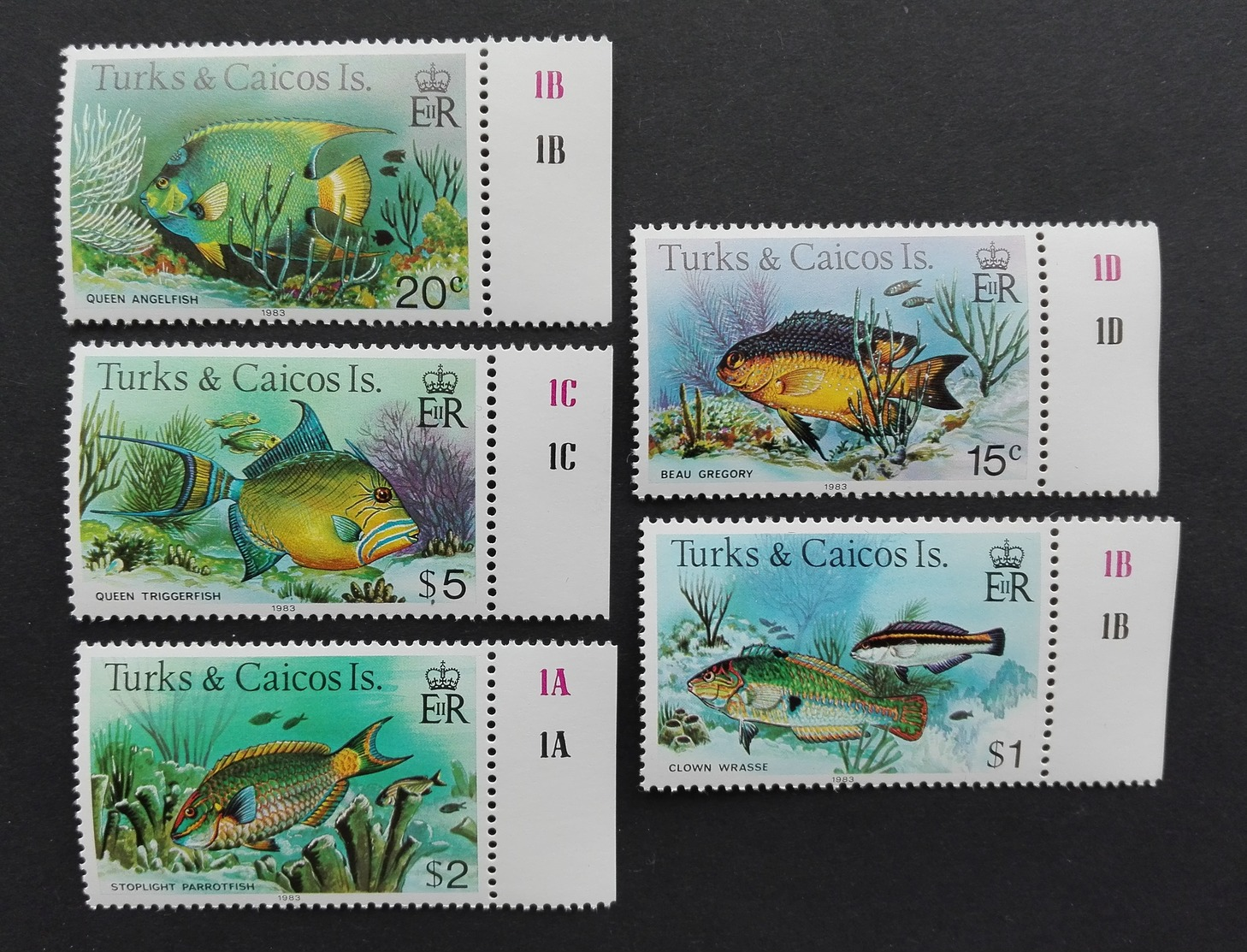 Turks Caicos 1983** Mi.413, 414, 417-19 III Fishes MNH [21;114] - Poissons