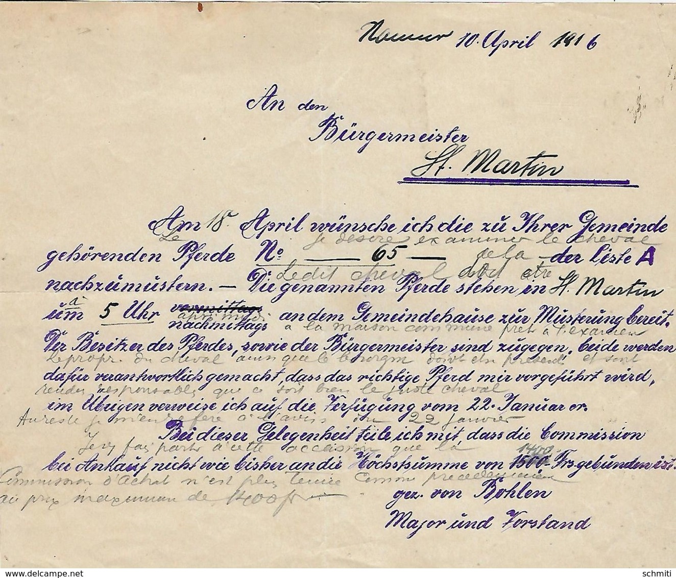 -12 Zaine.de Documents,1915/16/17/18,provenant De Namur Ayant Rapport à La Commune De St. Martin-Balatre,venant Du"Kaise - Manuscripts