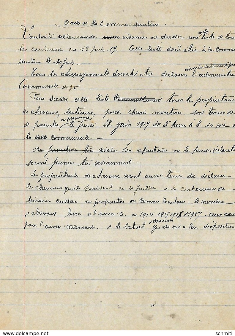 -12 Zaine.de Documents,1915/16/17/18,provenant De Namur Ayant Rapport à La Commune De St. Martin-Balatre,venant Du"Kaise - Manuscripts