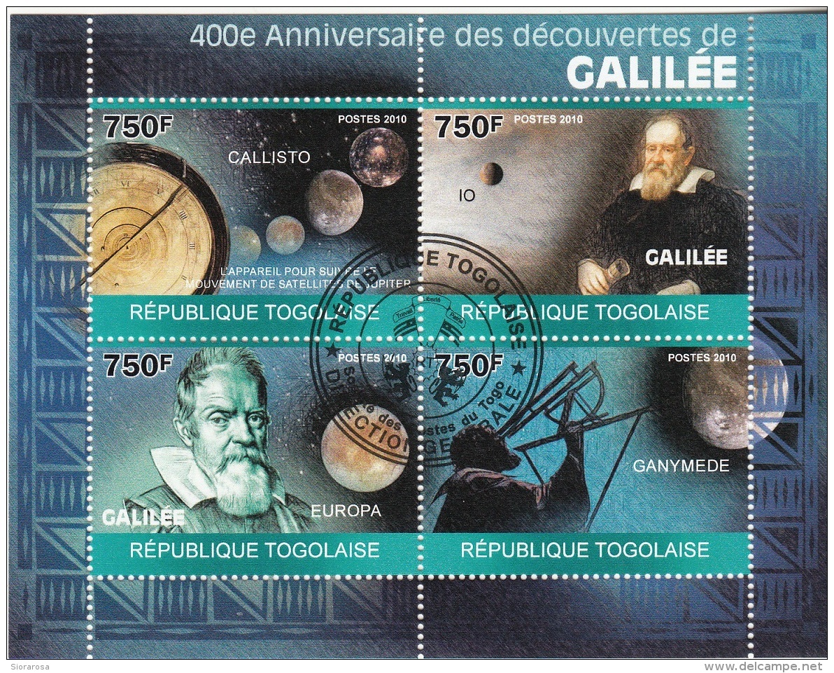 3489 Togo 2010  400th Anniv. Des Decouvertes De Galileo Galilei  CTO Perf. Callisto Ganimede - Togo (1960-...)