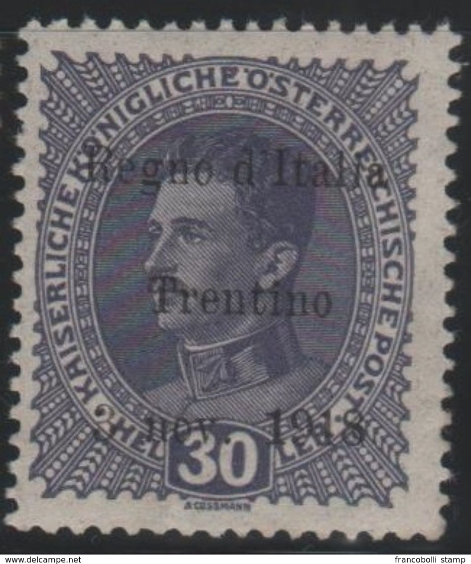 1918 Francobolli D'Austria Trentino-Alto Adige Terre Redente 30 H. MLH - Trentino