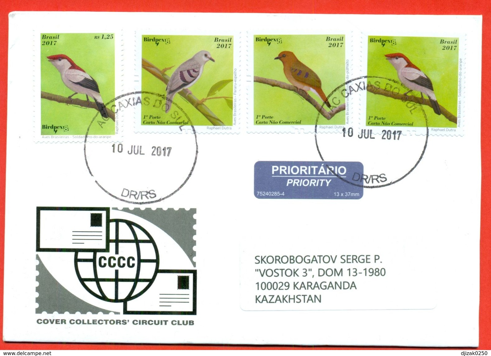 Brasil 2017.Envelope Passed The Mail. Birds. - Covers & Documents