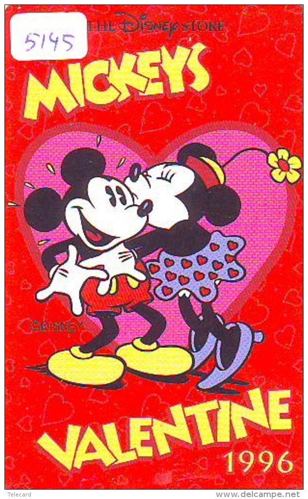 Télécarte Japon * 110-174090 * DISNEY STORE (5145) MICKEY &amp; MINNIE * VALENTINE 1996 * Coeur * Japan Phonecard - Disney