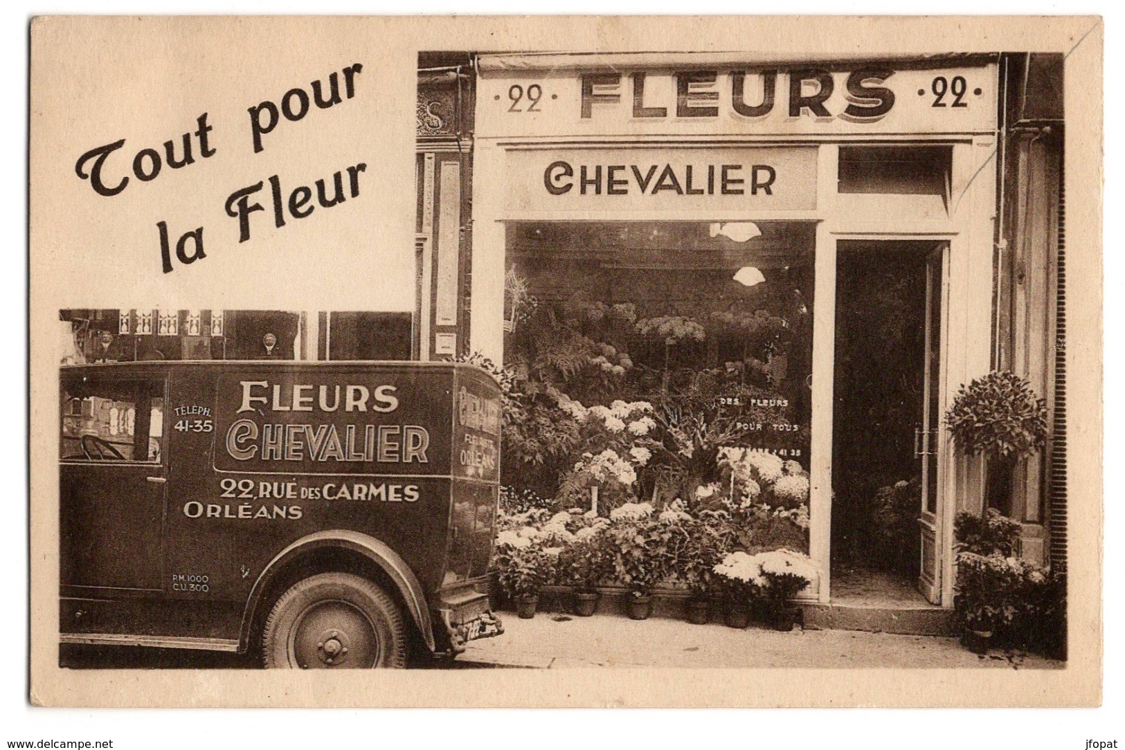 45 LOIRET - ORLEANS Fleuriste R. Chevalier. 22 Rue Des Carmes, Carte Double - Orleans