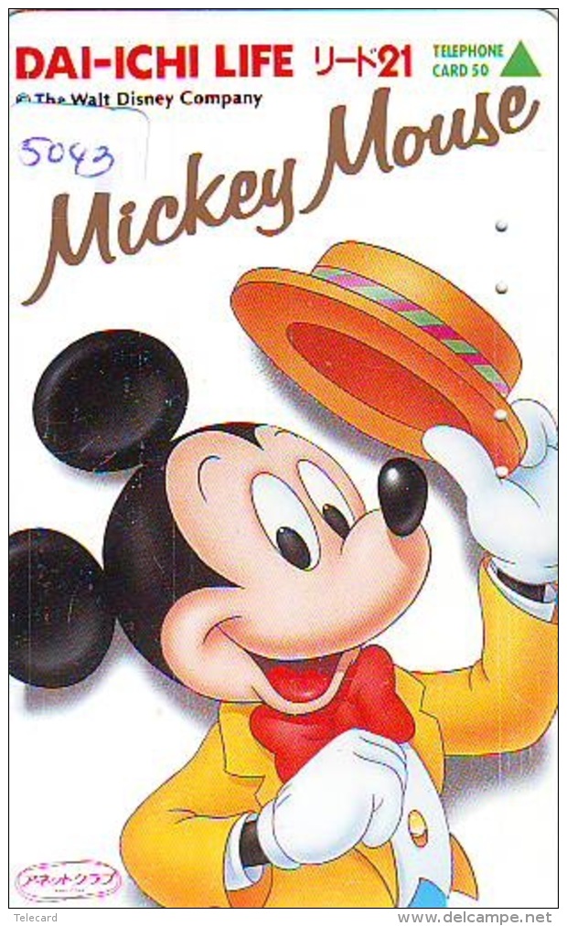 Télécarte Japon * 110-011 * DISNEY * MICKEY (5043) Chapeau * Dai Ichi Life Insurance Japan Phonecard TK Insurance - Disney