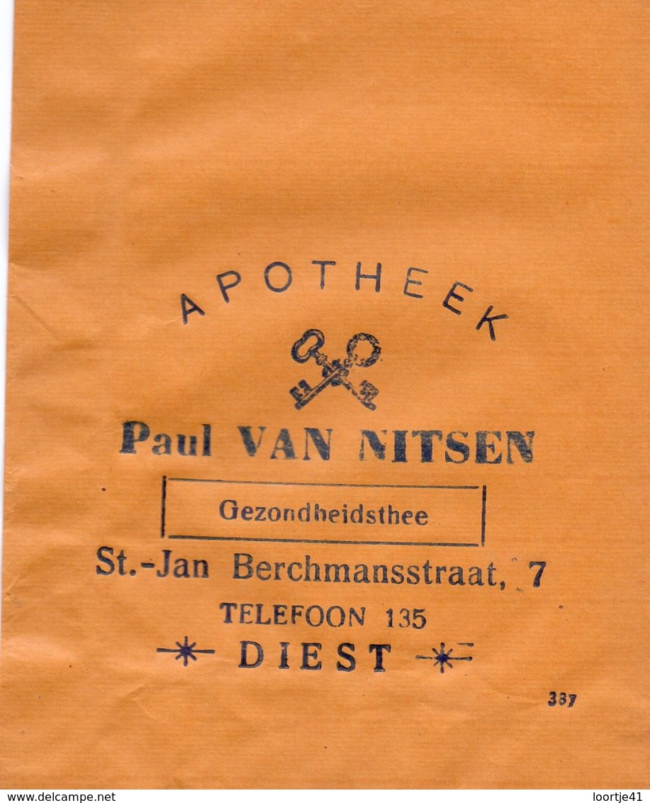 Pub Reclame Zakje  - Paul Van Nitsen - Apotheker Diest - Gezondheidsthee - Autres & Non Classés