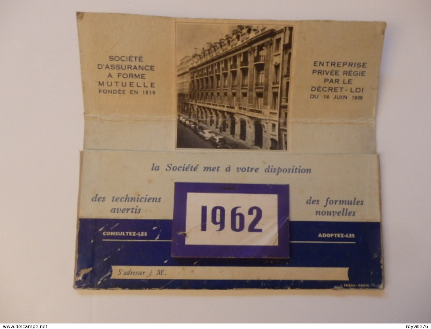 Grand Calendrier De La Société D'assurance Mutuelle 25cm/22cm. - Grand Format : 1961-70