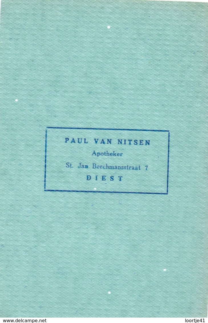 Pub Reclame  - Apotheek Paul Van Nitsen - Apotheker Diest - Logo Adres - Autres & Non Classés