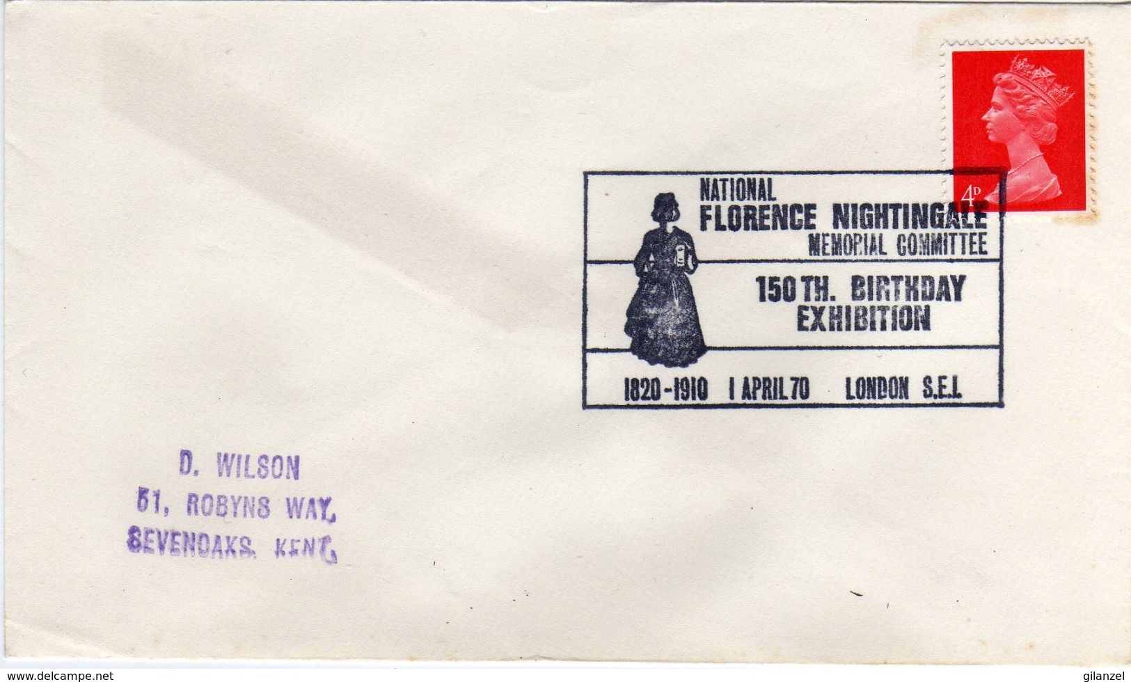 GB 1970 National Florence Nightingale Memorial Committee 150th Birthday Exhibition - Storia Postale