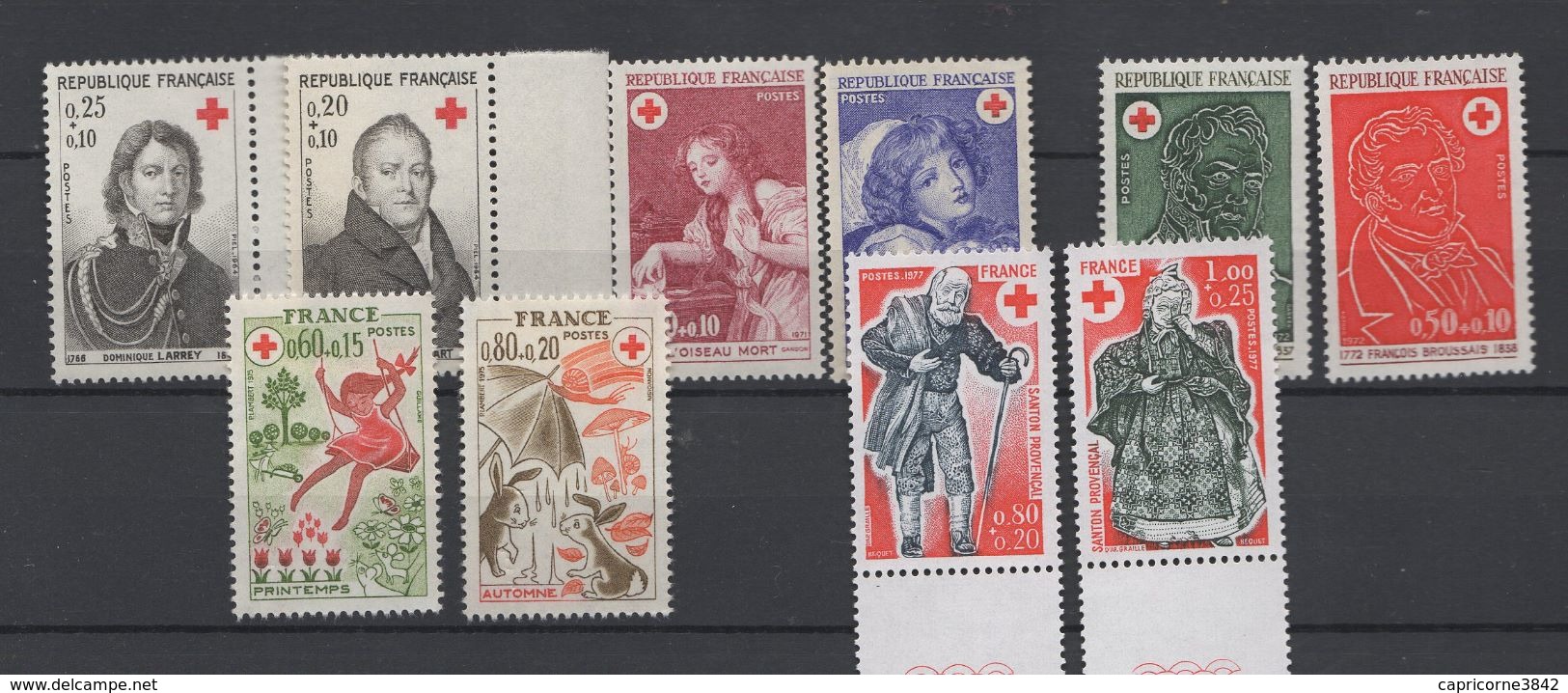 10 Timbres Croix Rouge Années 1964 / 1977  - Neufs - Neufs