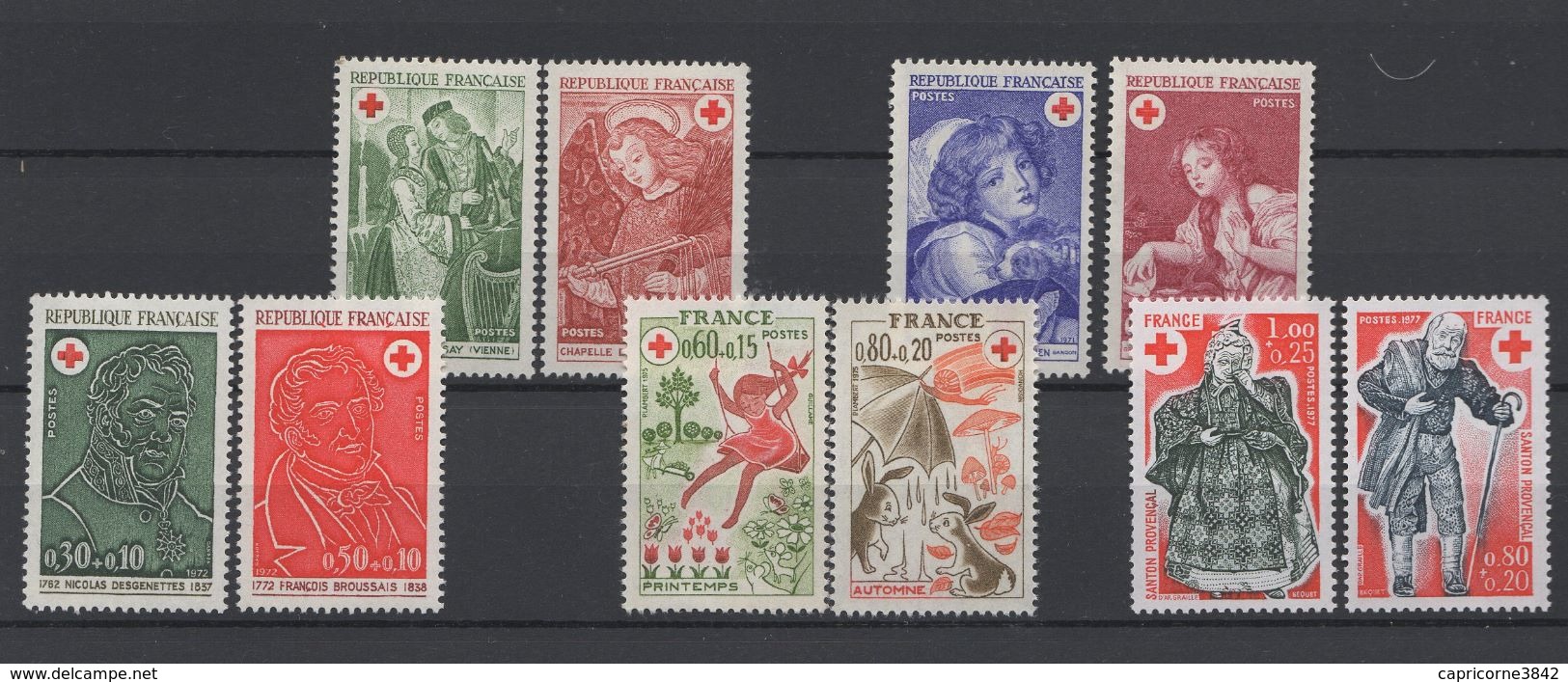 10 Timbres Croix Rouge Années 1970 / 1977  - Neufs - Neufs