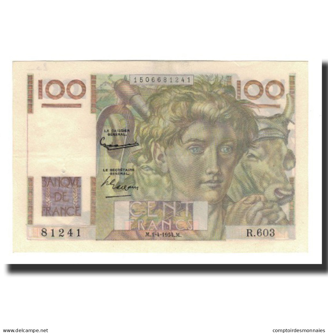 France, 100 Francs, 1954-04-01, SUP, Fayette:28.43, KM:128e - 100 F 1945-1954 ''Jeune Paysan''