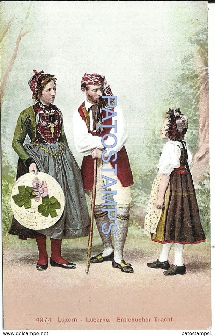 85240 SWITZERLAND LUZERN LUCERNE COSTUMES TRUNK TRIPLE COUPLE AND GIRL POSTAL POSTCARD - Trun