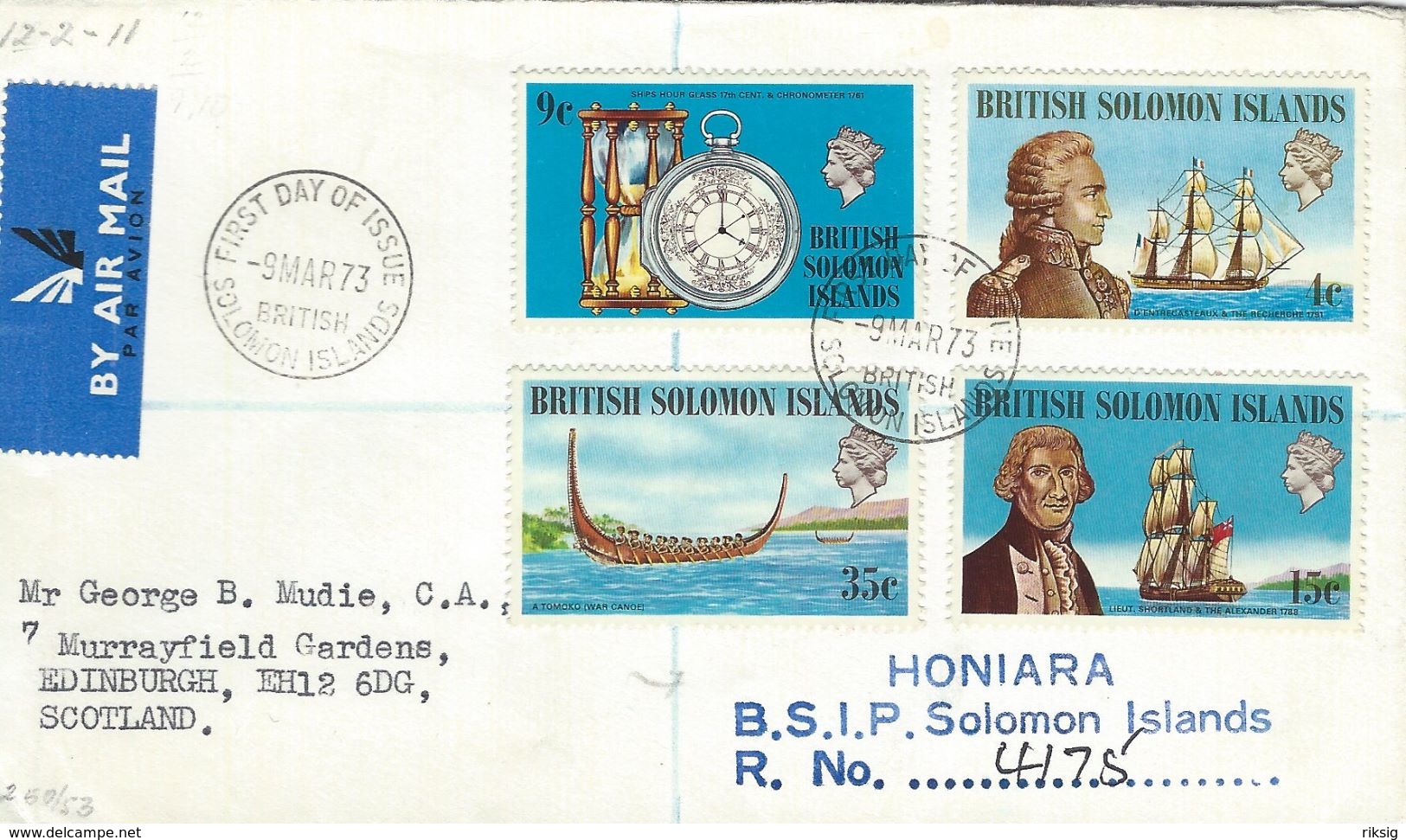 Ships On Fdc. British Solomon Islands.   H-1250 - Maritime