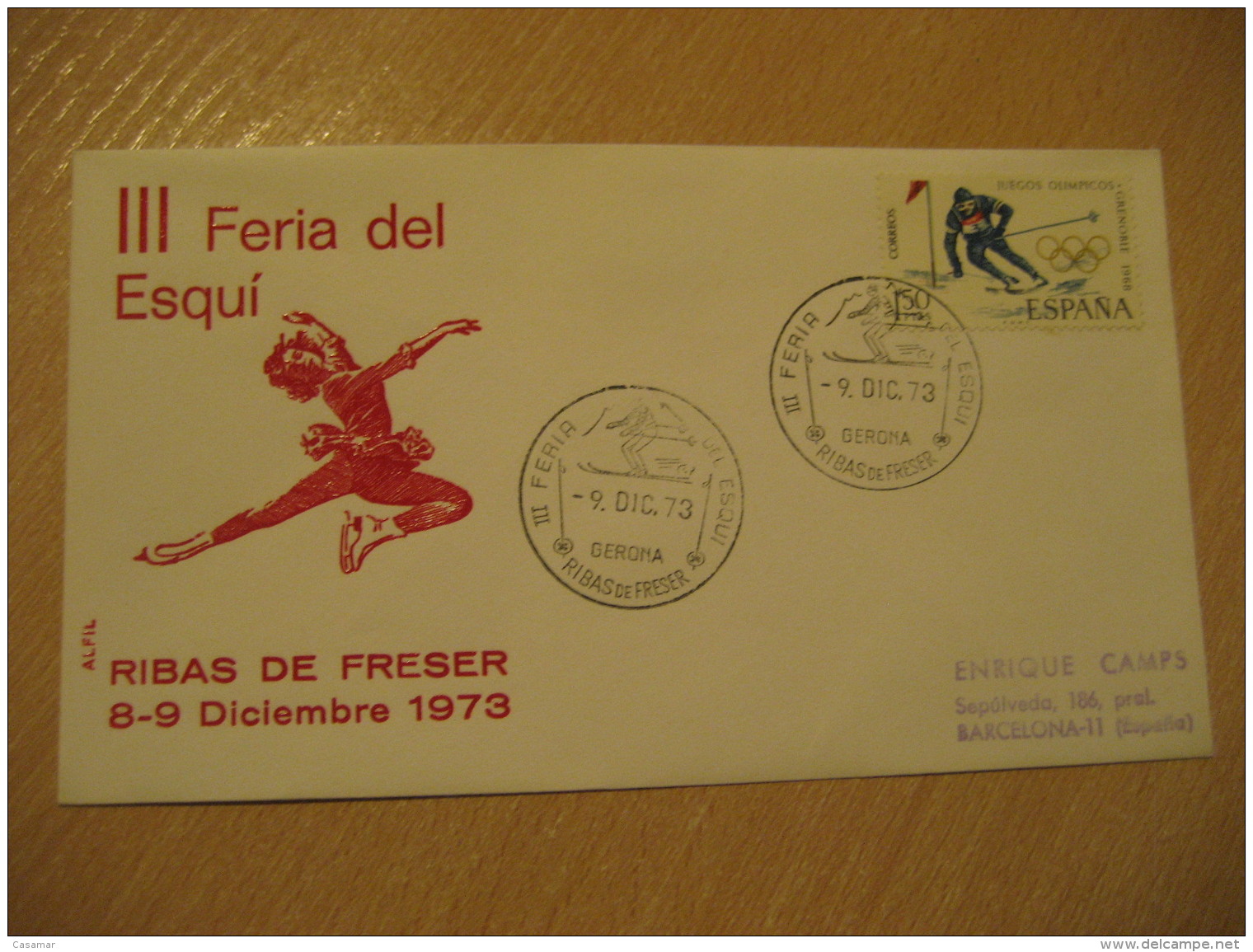 RIBAS DE FRESER 1973 Ski Skiing Cancel Cover Girona Ribes De Freser SPAIN - Ski