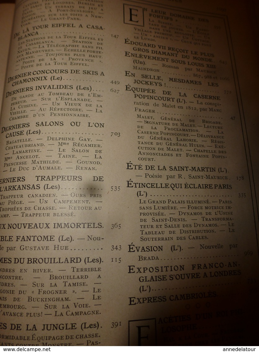 1907-1908 LECTURE POUR TOUS -->En auto et ballon;Légion au Maroc,Cinématographe;Toréadors Charette le chef vendéen;etc