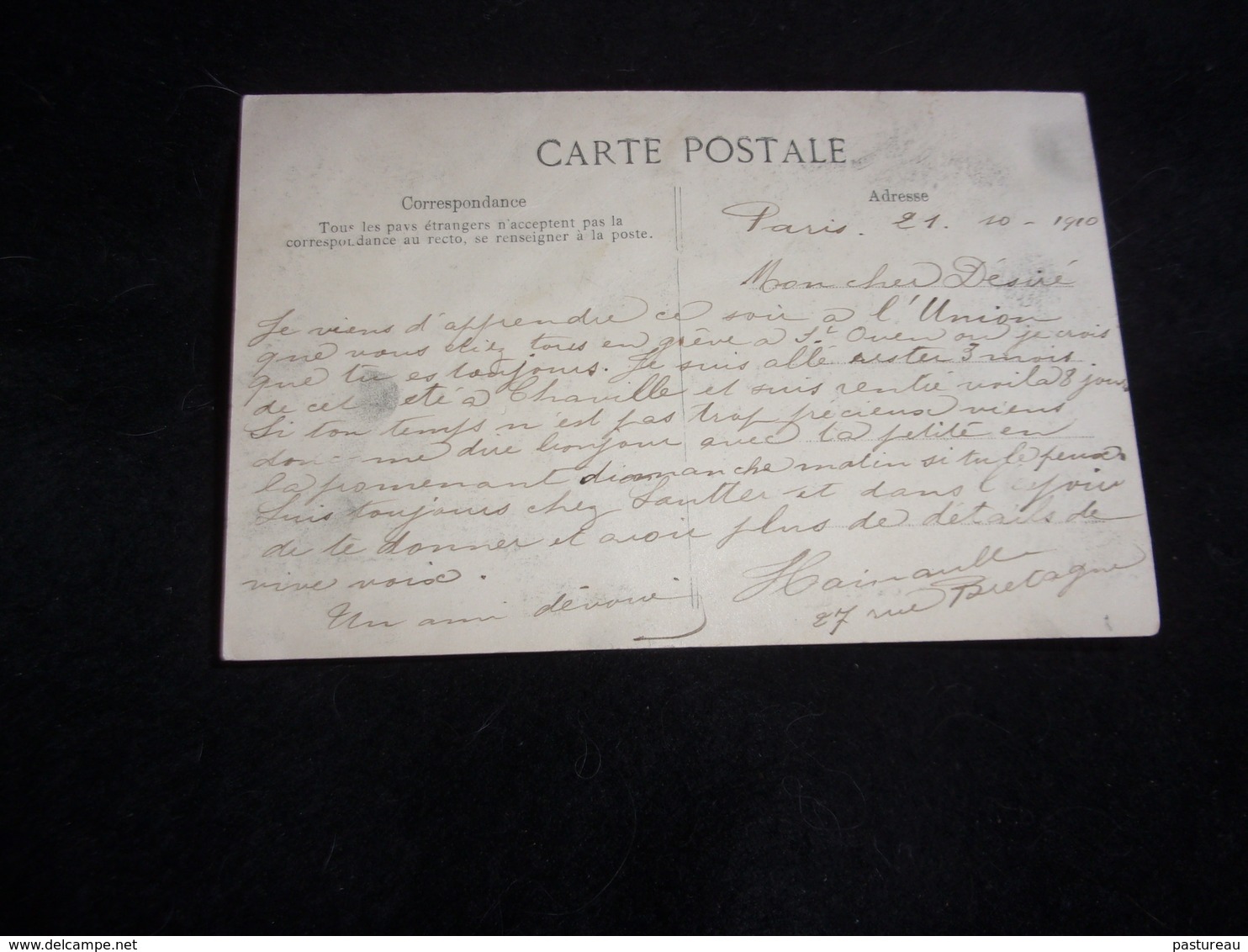 LIRE TEXTE .ECRITE PAR UN CHEMINOT .Paris .Grève Des Cheminots Du Nord.Le Dernier Départ Du Rapide De Calais . 2 Scans. - Streiks