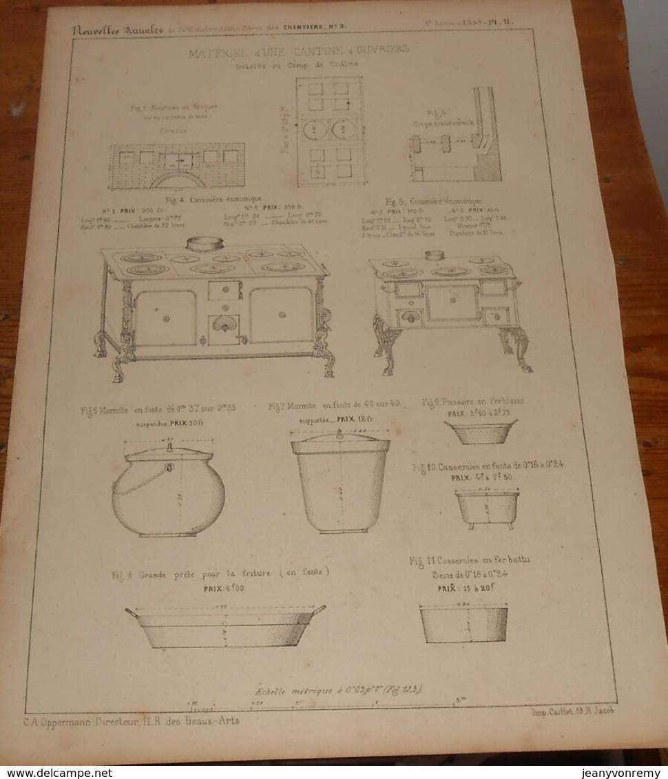 Plan Du Matériel D'une Cantine D'ouvriers Installée Au Camp De Chalons. 1859 - Opere Pubbliche