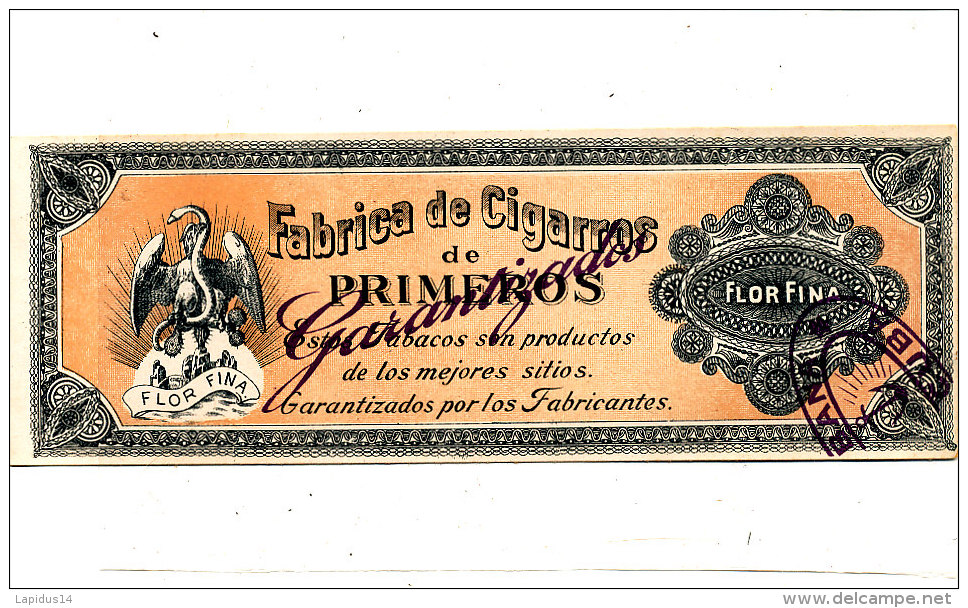 AN 286 /   ETIQUETTE - FABRICA DE  CIGARROS  DE PRIMEROS FLOR FINA - Etiketten