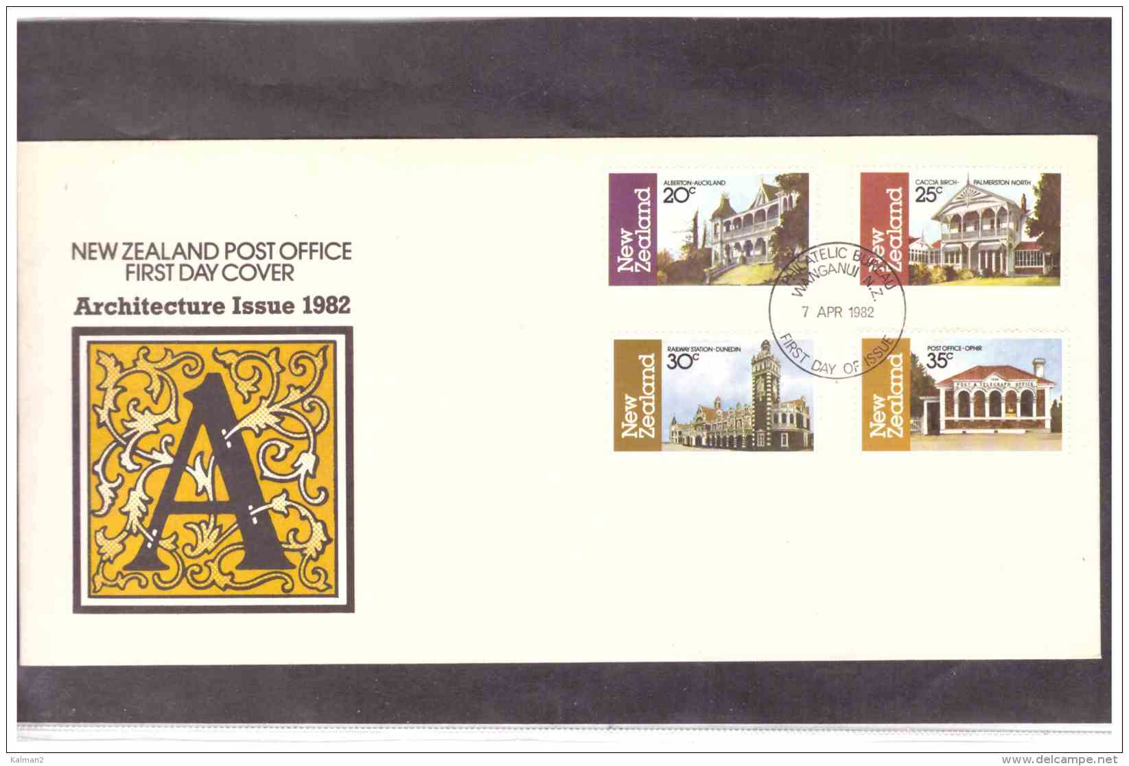 NZFDC4  -   WANGANUI  7.4.1982     /    FDC   Y.T. NR.  811/814  " ARCHITECTURE ISSUE 1982 " - Monuments