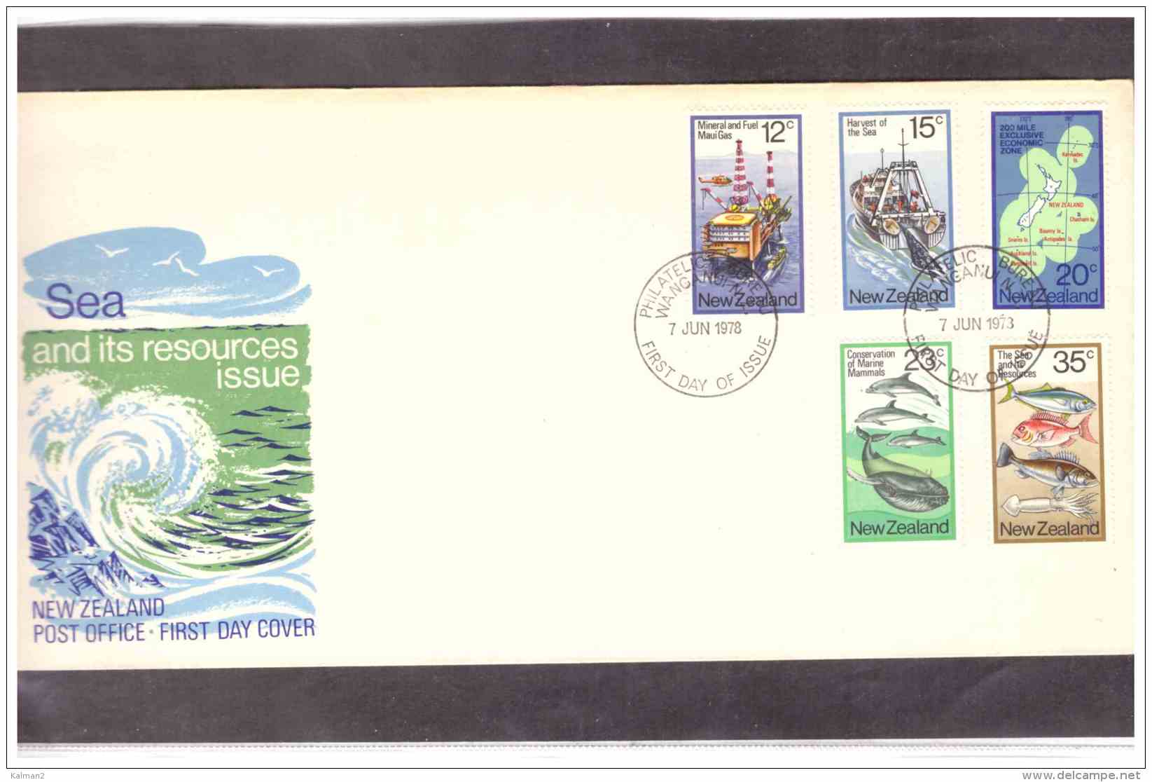 NZFDC18  -   WANGANUI  7.6.1978     /    FDC   Y.T. NR.  720/724  "  SEA AND ITS RESOURCES ISSUE  " - Environment & Climate Protection