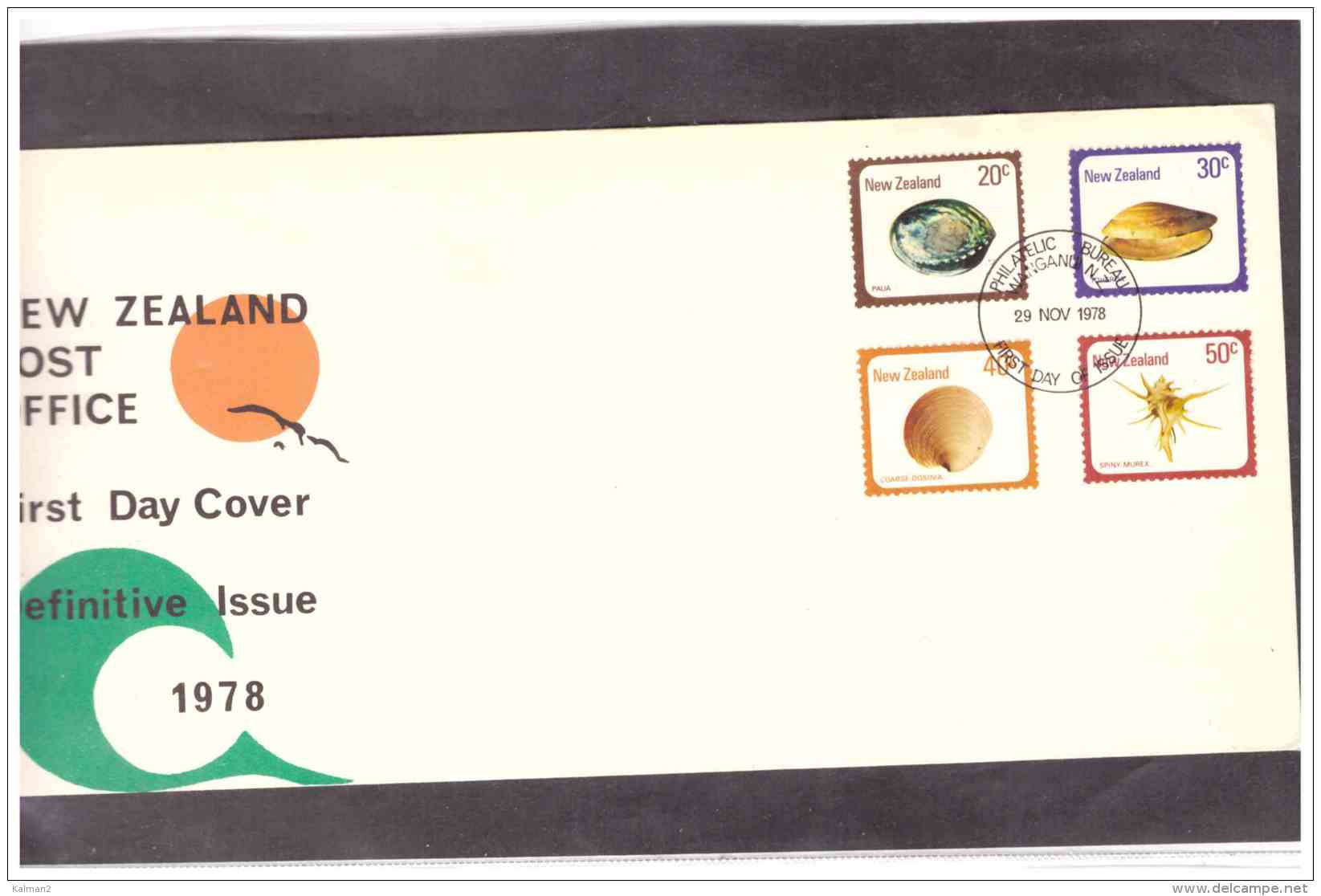 NZFDC19  -   WANGANUI  29.11.1978     /    FDC   Y.T. NR.  730/733  "  DEFINITIVE ISSUE 1978  " - Coneshells