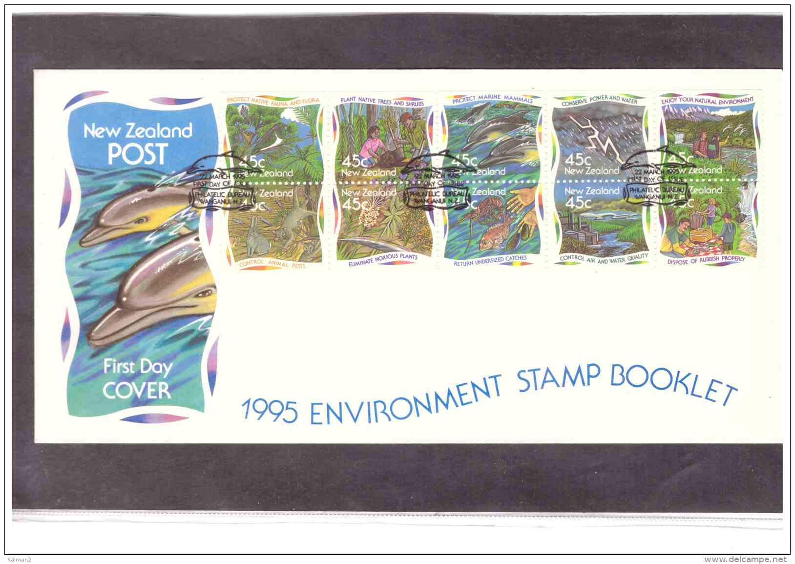 NZFDC33  -   WANGANUI  22.3.1995       /    FDC   Y.T. NR.  1352/1361  "  1995 ENVIRONMENT STAMP BOOKLET   " - Environment & Climate Protection