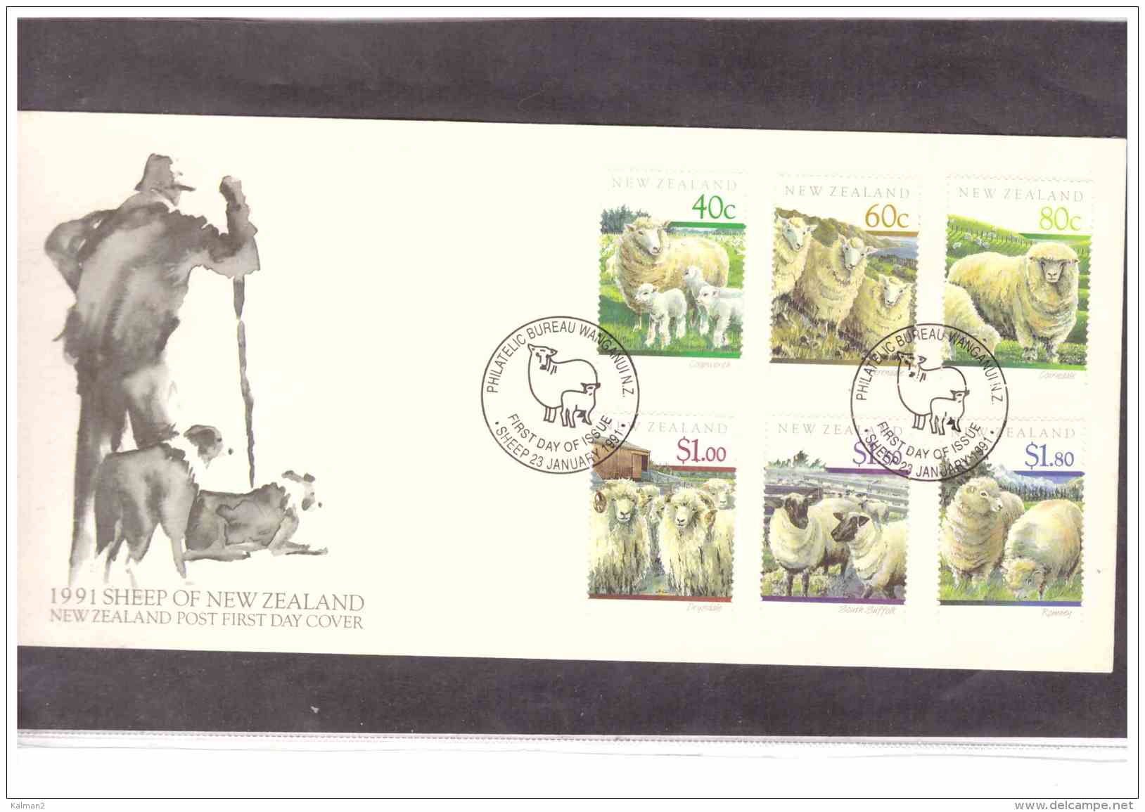 NZFDC104   -   WANGANUI    23.1.1991     /    FDC    YT. Nr.  1094/1099   "    N.Z. SHEEP    " - Other & Unclassified