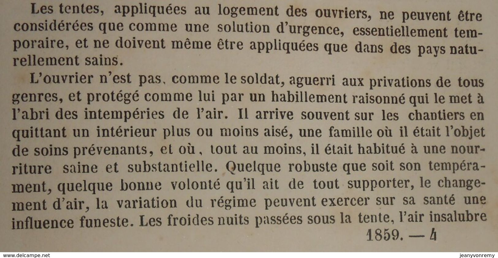 Plan D'une Cantine Et D'un Dortoir Pour 50 Ouvriers En Campagne. 1859 - Arbeitsbeschaffung