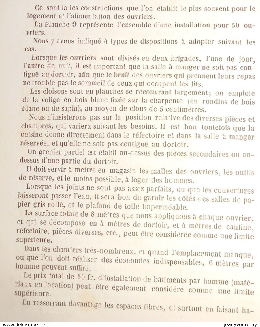 Plan D'une Cantine Et D'un Dortoir Pour 50 Ouvriers En Campagne. 1859 - Travaux Publics