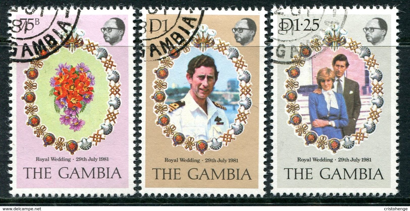 The Gambia 1981 Royal Wedding Set Used (SG 454-56) - Gambia (1965-...)