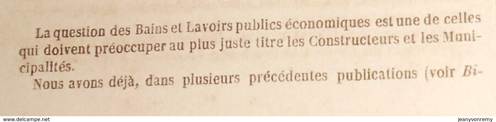 Plan D'un Lavoir Public Pour 14 Laveuses Avec 4  Baignoires. 1859 - Opere Pubbliche