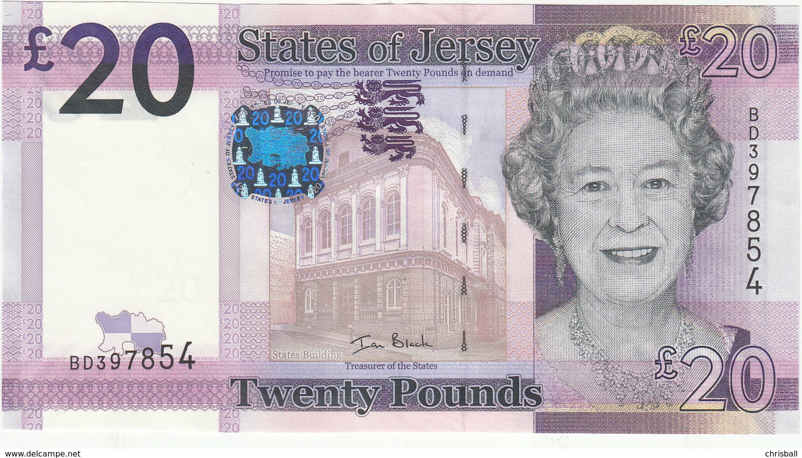 Jersey Banknote (Pick 35) Twenty Pound D Series, Code BD - Superb UNC Condition - Jersey