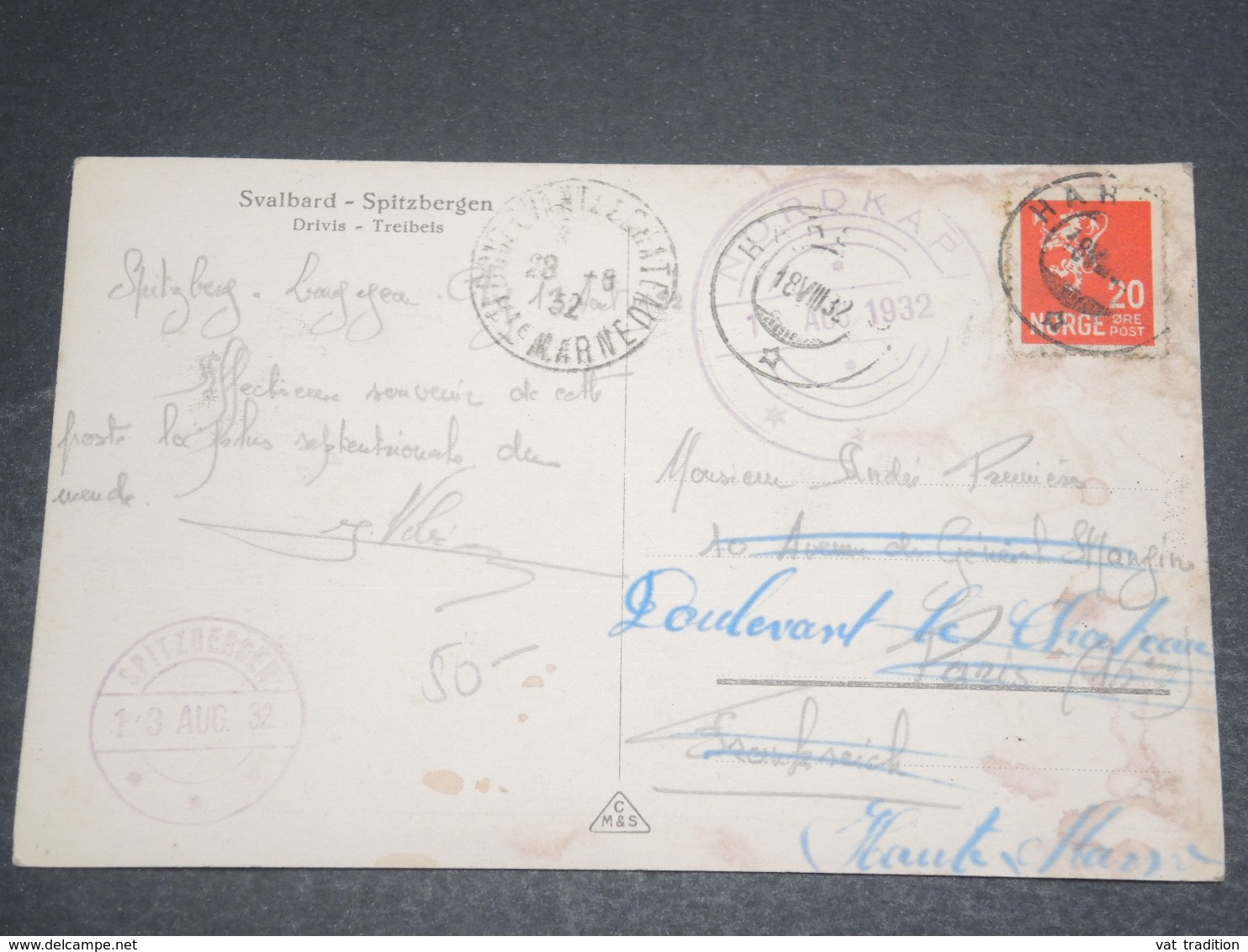 NORVÈGE - Oblitération De Spitzbergen Sur Carte Postale En 1932 (la Poste La Plus Septentrionale Du Monde ) -  L 12669 - Lettres & Documents