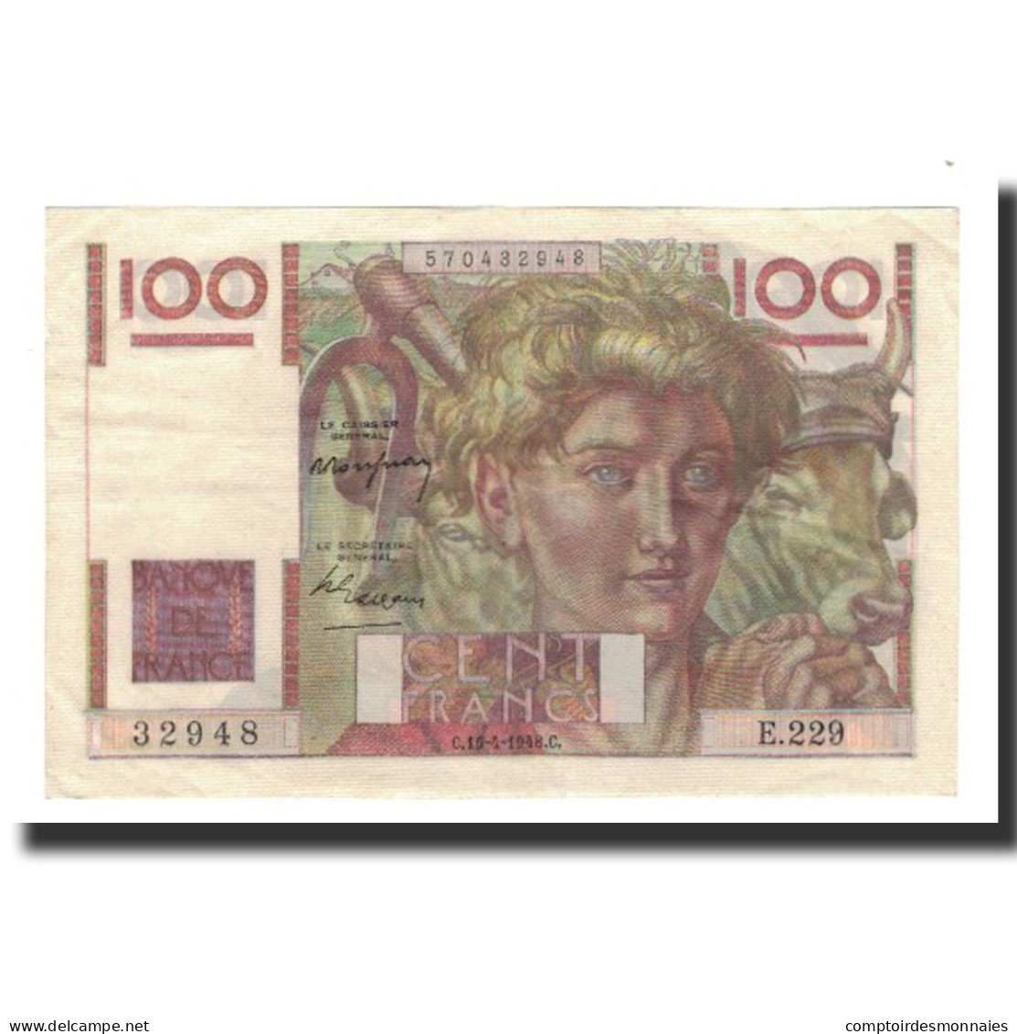 France, 100 Francs, 1948-04-15, TTB+, Fayette:28.17, KM:128b - 100 F 1945-1954 ''Jeune Paysan''