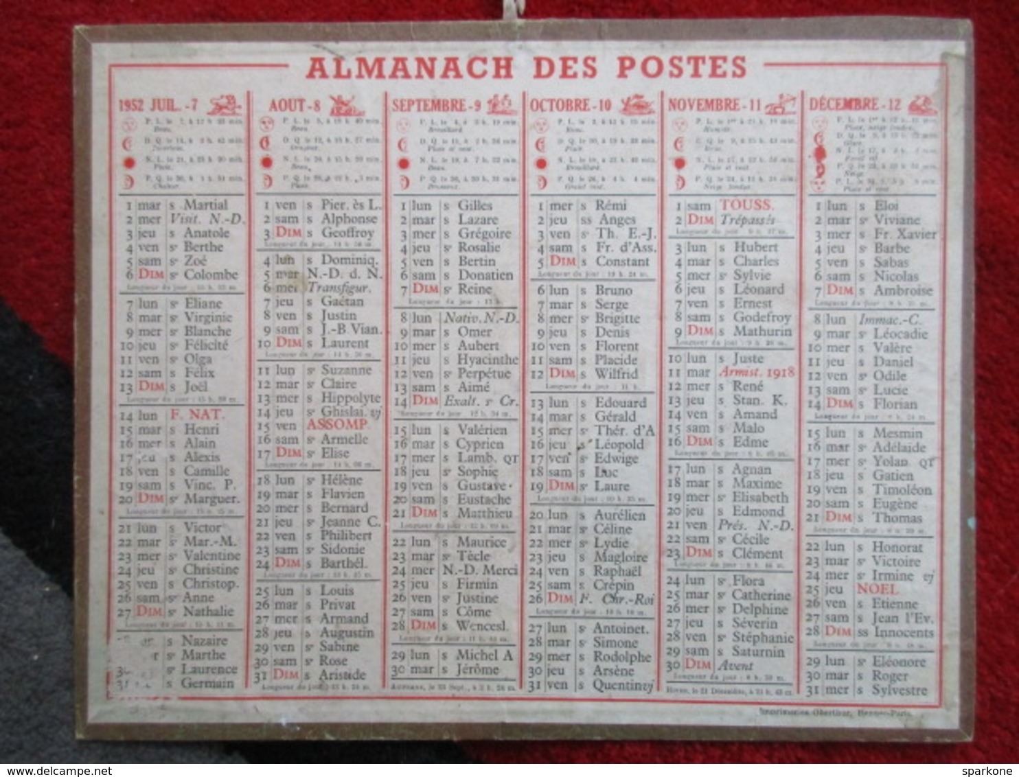 Almanach Des Postes / De 1952 - Big : 1941-60