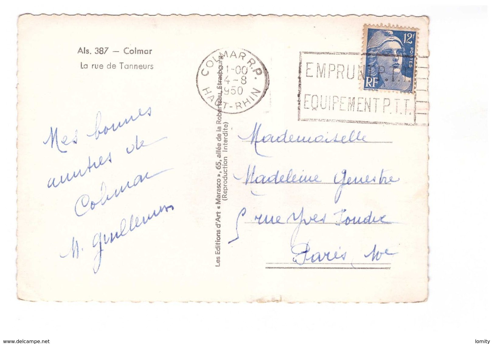 68 Colmar La Rue Des Tanneurs CPSM GF Cachet Colmar 1950 - Colmar