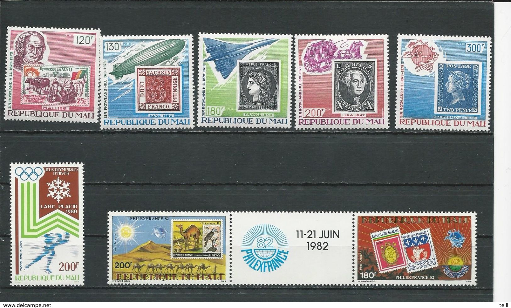 MALI Scott 330-334, C379, C453-C454 Yvert 330-334, PA374, PA452-PA453 (8) ** Cote 8,75$ 1980-2 - Mali (1959-...)