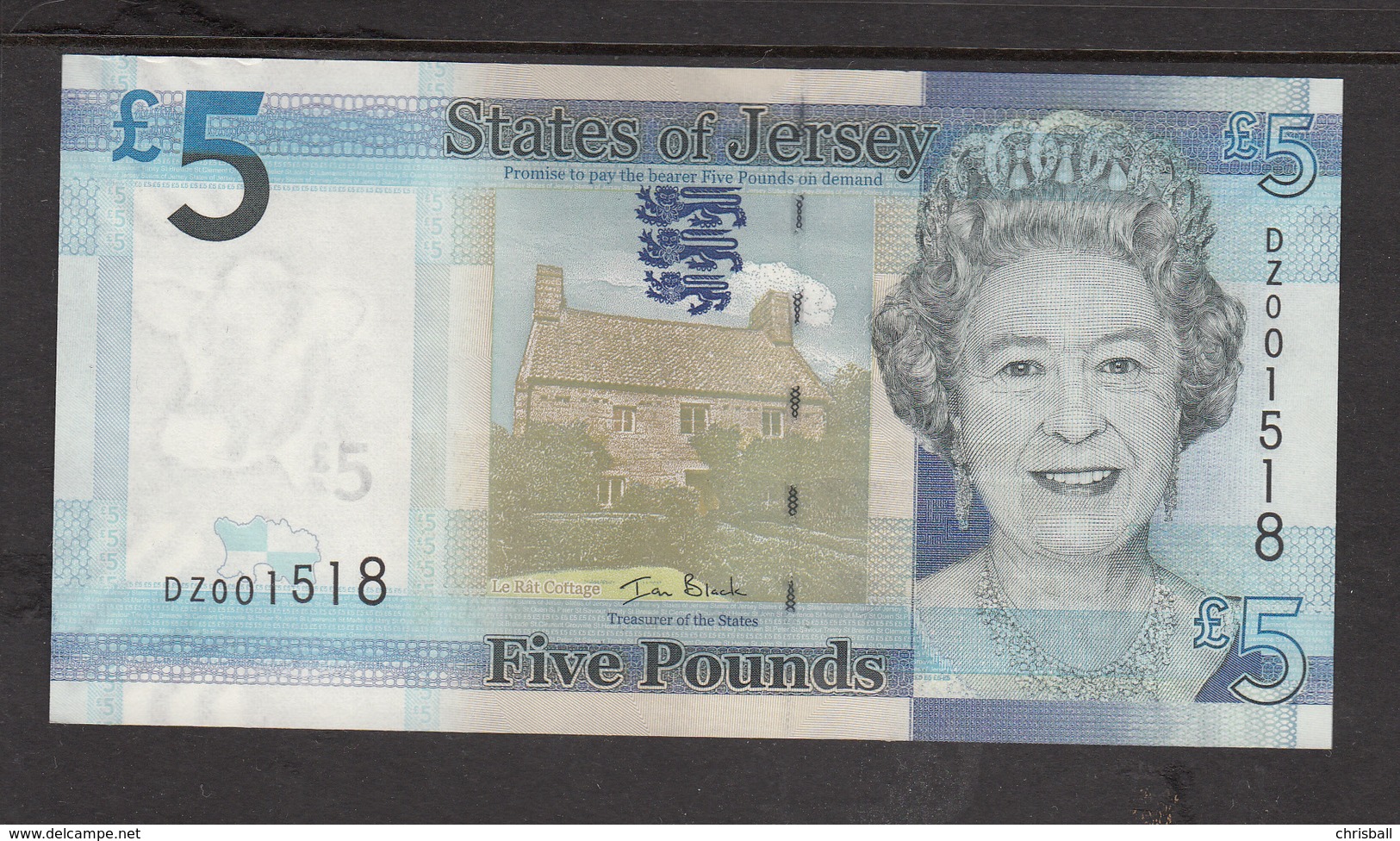 Jersey Replacement  (Pick 33z) Banknote Five Pound 'D Series', Code DZ - Superb UNC Condition - Jersey