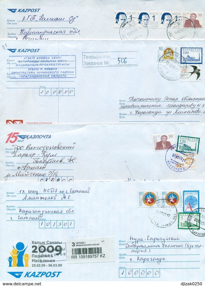 Kazakhstan. Four Envelope Passed The Mail. Tree Envelopes Registered. - Kazakhstan