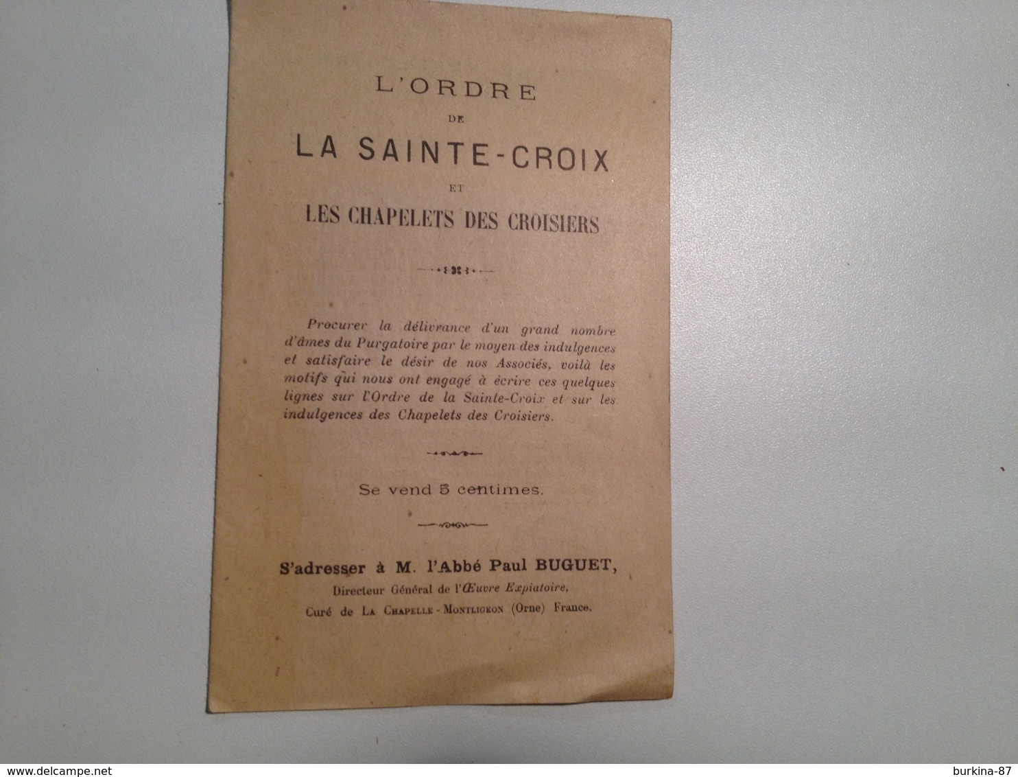 L'ORDRE ,de La Ste CROIX, Et Chapelets Des Croisiers, 1884 , Petit Fascicule - Religion & Esotérisme