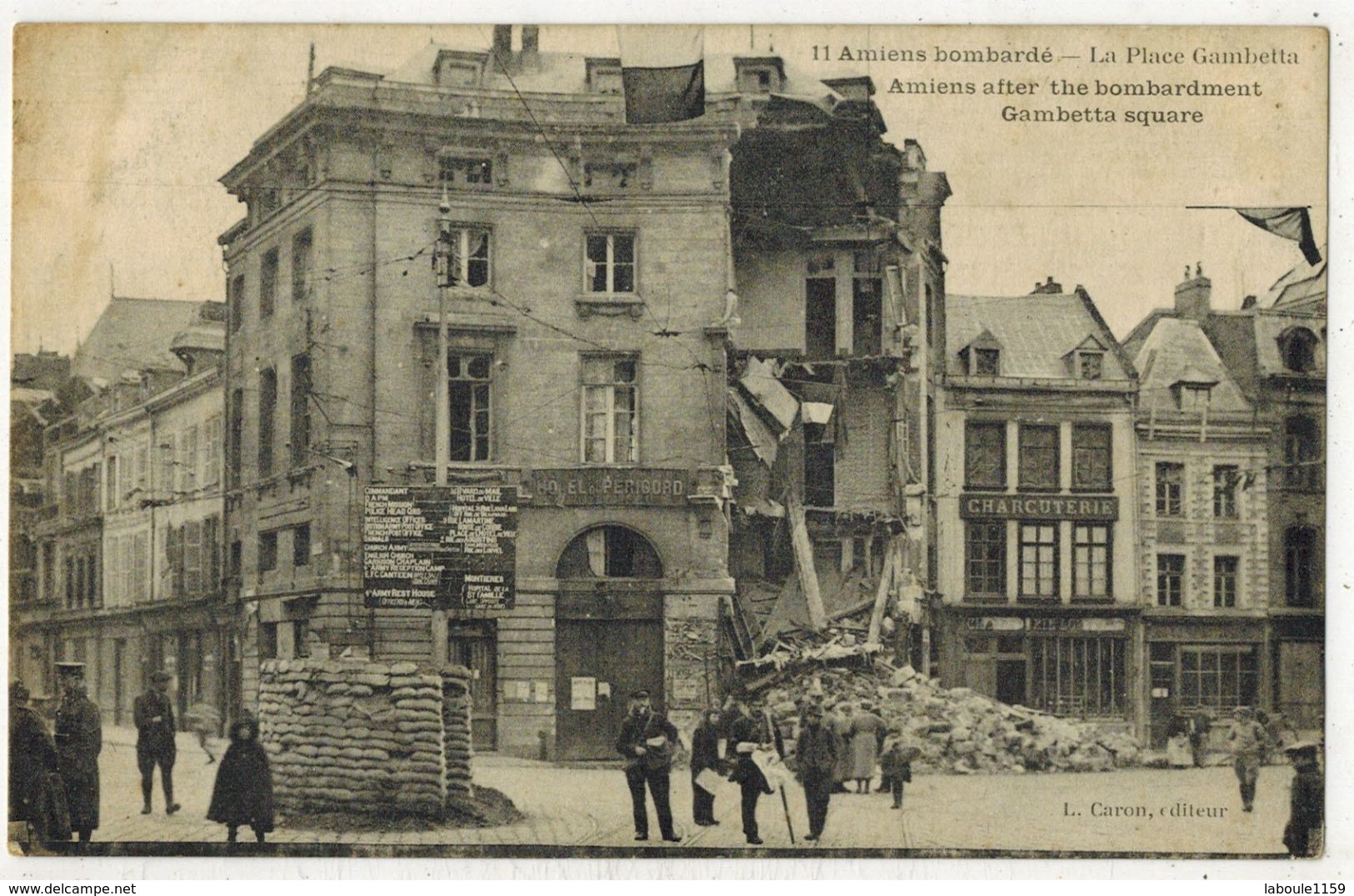 MILITARIA GUERRE 14/18 AMIENS SOMME La Place Gambetta Après Les Bombardements Allemands Square After The Bombardment - Guerre 1914-18