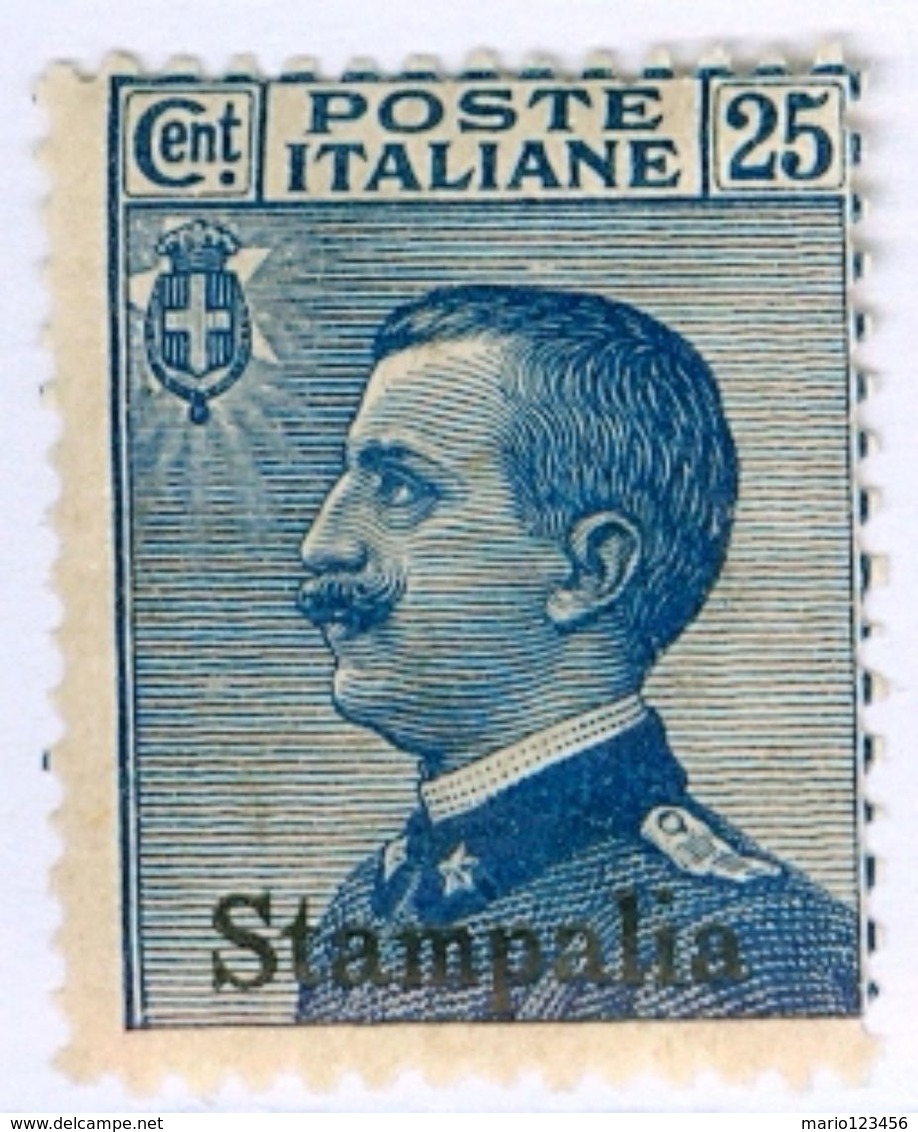 STAMPALIA, ITALIA, ITALY, EGEO, 1912, FRANCOBOLLO NUOVO (MLH*), 25 C. Sass. 5   Scott 6 - Egée (Stampalia)