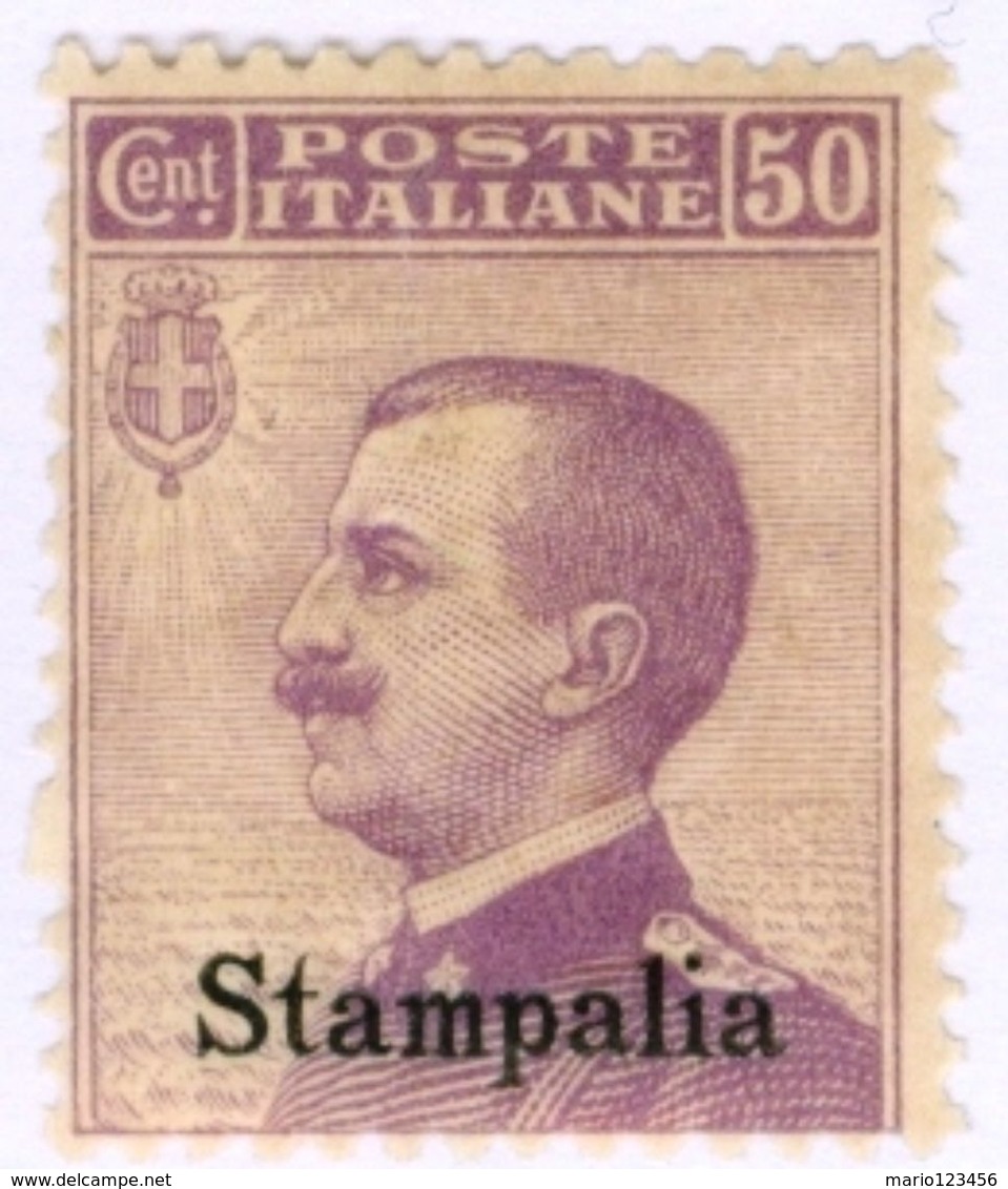 STAMPALIA, ITALIA, ITALY, EGEO, 1912, FRANCOBOLLO NUOVO (MLH*), 50 C. Sass. 7   Scott 8 - Egée (Stampalia)