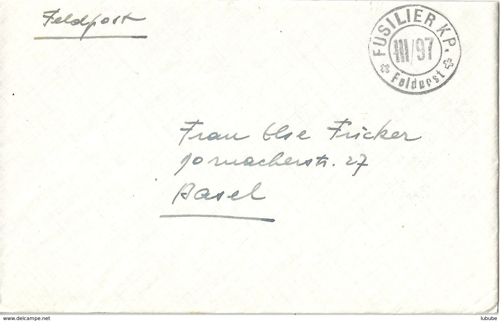 Feldpost Brief  "Füsilier Kp. III/97"           1942 - Postmarks