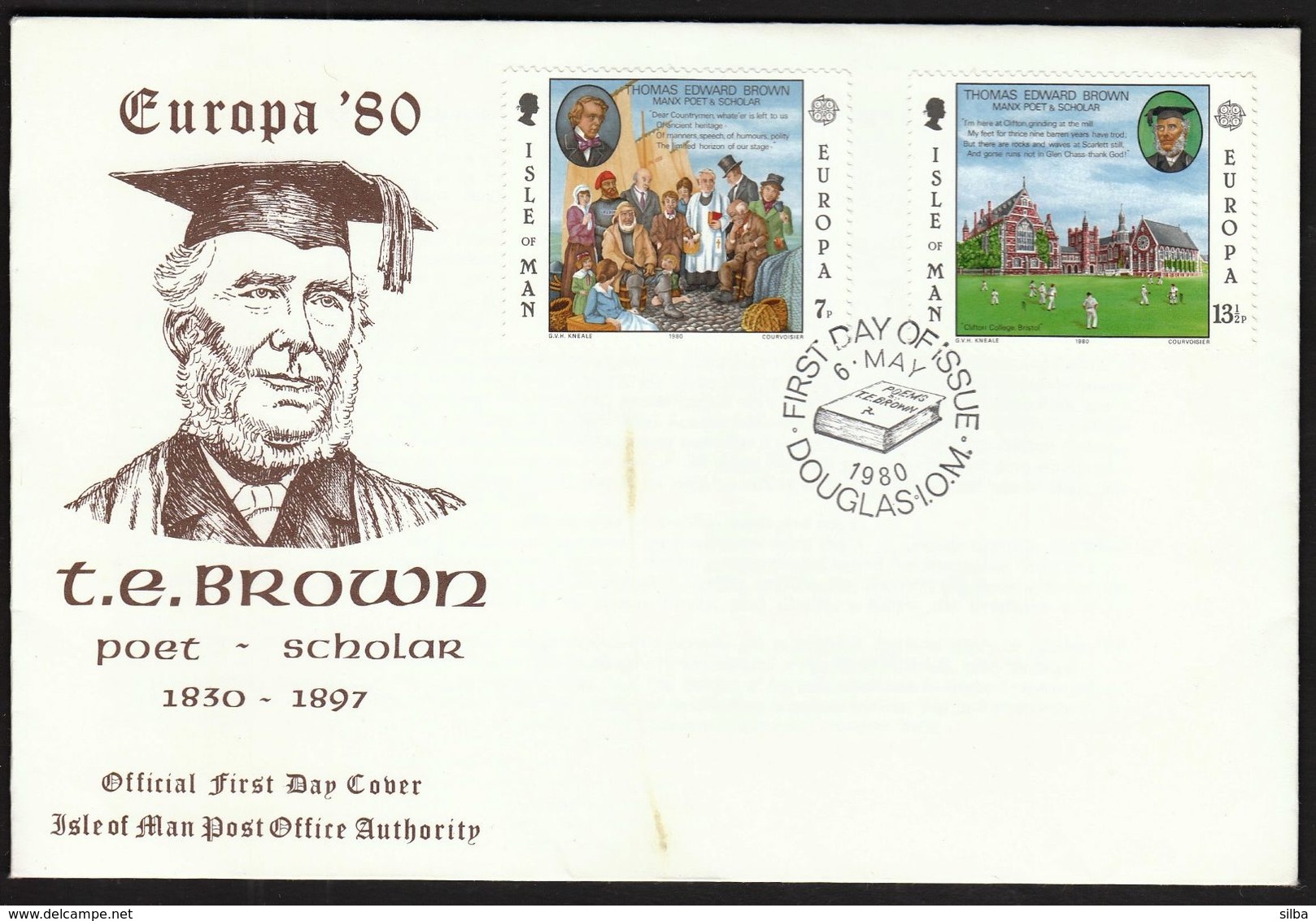 Isle Of Man 1980 / Europa CEPT / Thomas Edward Brown, Poet And Scholar / FDC - 1980