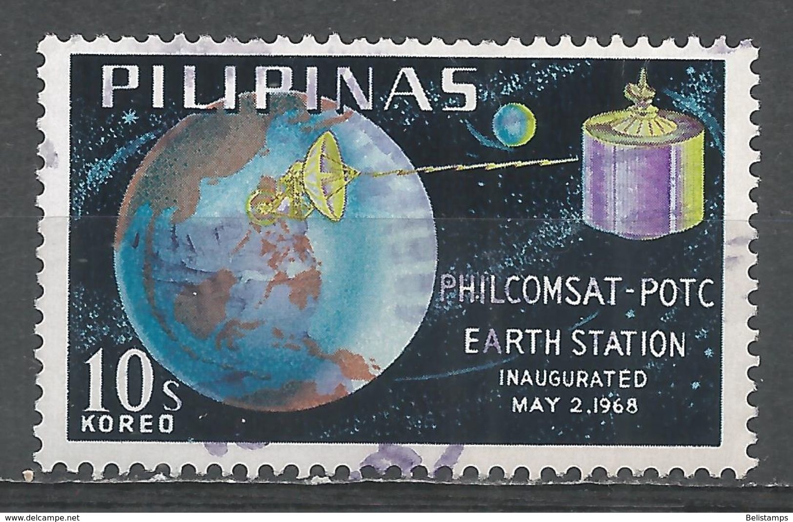 Philippines 1968. Scott #990 (U) Earth And Transmissiom From Philippine Station To Satellite - Philippines