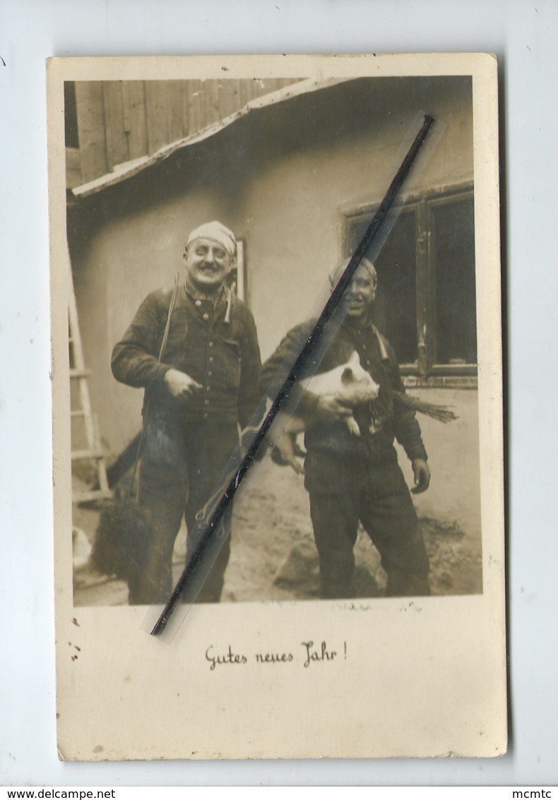 Carte Photo -    Gutés Neues Jahr ( Bonne Année ) -  Militaire , Soldat , Cochon , Porcelet - Other & Unclassified